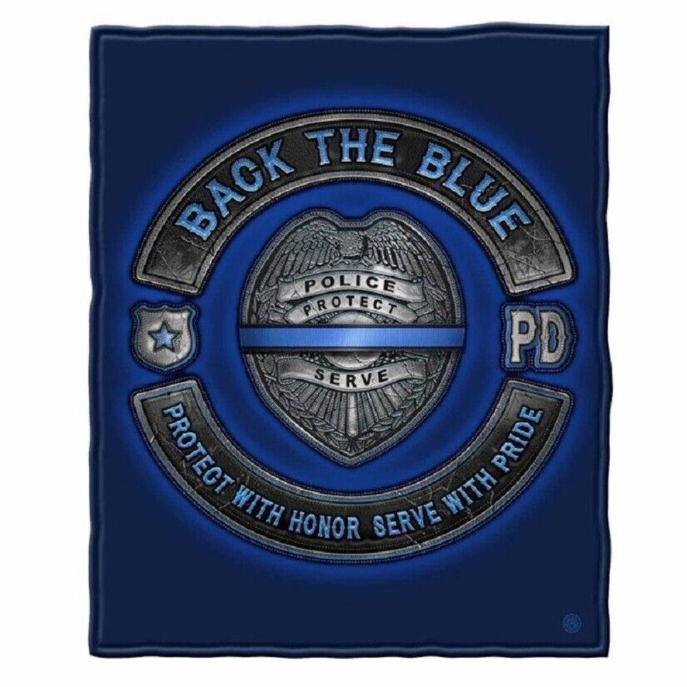 New Back the Blue Lives Plush Fleece Throw Gift Blanket Police Officer Matter